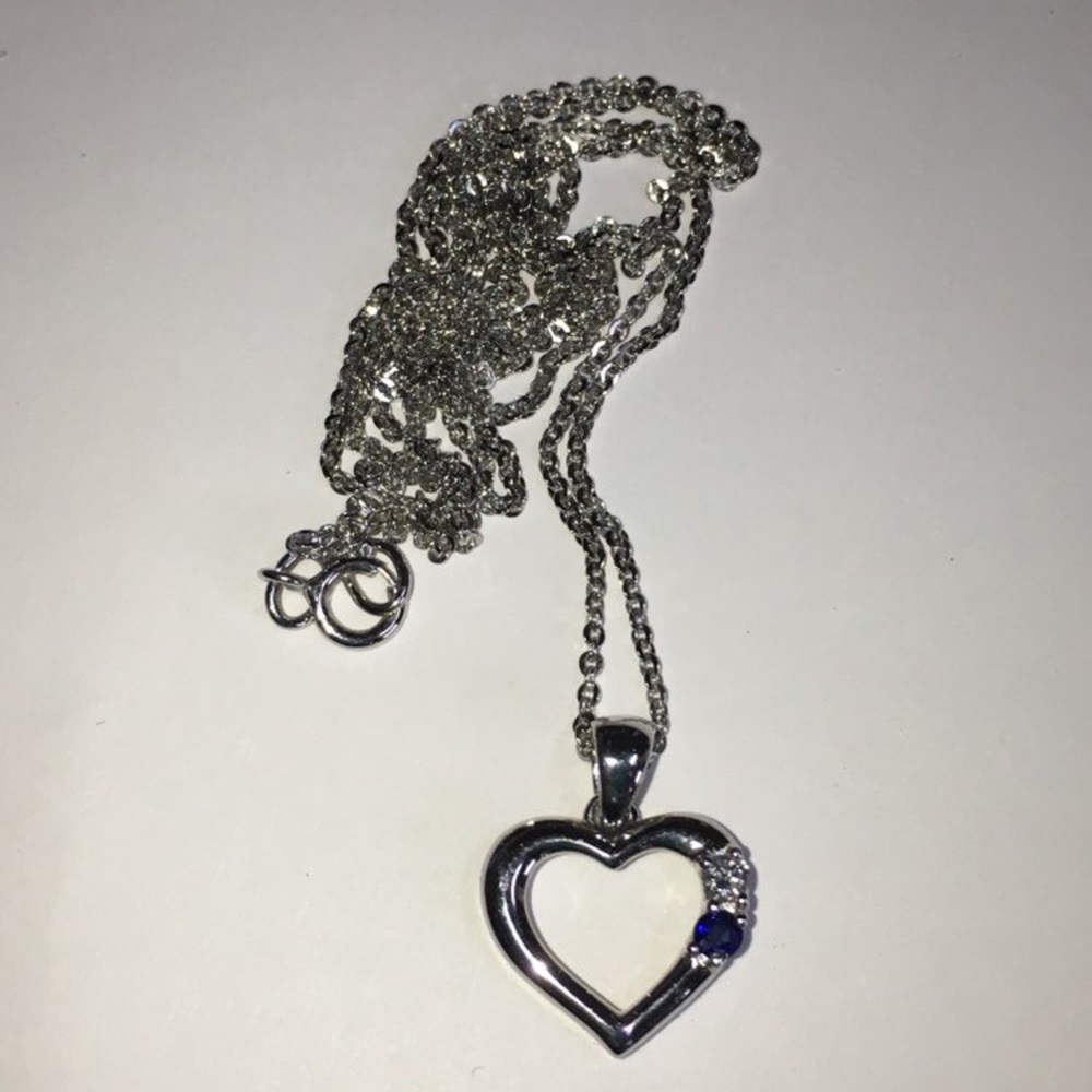 14KGold Heart Sapphire/Diamond Necklace Ben Bridge - Picture 6 of 7